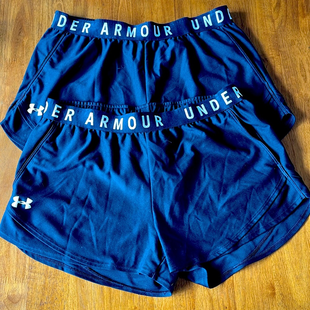 2 pairs black Under Armour shorts